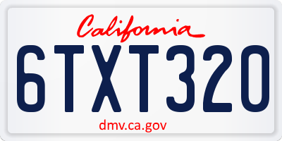 CA license plate 6TXT320