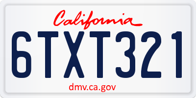 CA license plate 6TXT321