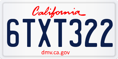CA license plate 6TXT322