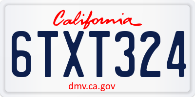 CA license plate 6TXT324