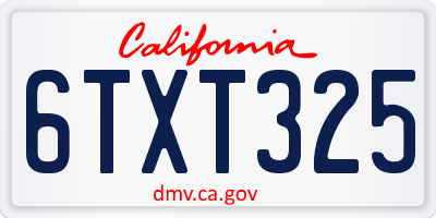 CA license plate 6TXT325