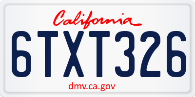 CA license plate 6TXT326