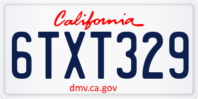 CA license plate 6TXT329