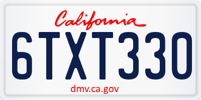 CA license plate 6TXT330