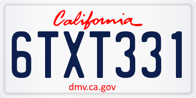 CA license plate 6TXT331