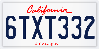 CA license plate 6TXT332