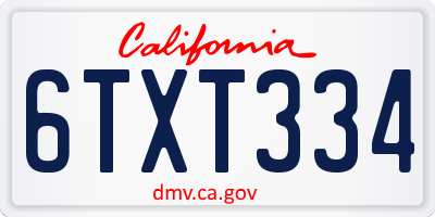 CA license plate 6TXT334