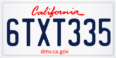 CA license plate 6TXT335