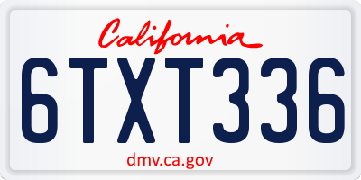 CA license plate 6TXT336