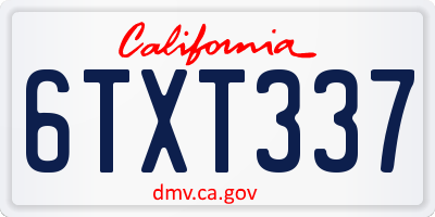 CA license plate 6TXT337
