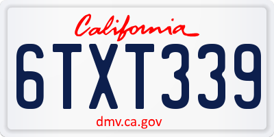 CA license plate 6TXT339