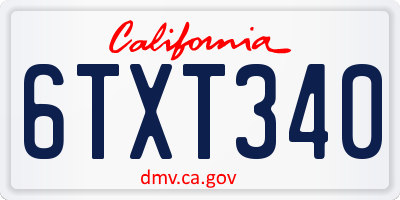 CA license plate 6TXT340