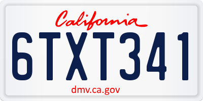 CA license plate 6TXT341