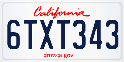 CA license plate 6TXT343