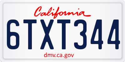 CA license plate 6TXT344