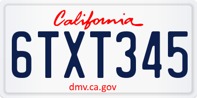 CA license plate 6TXT345