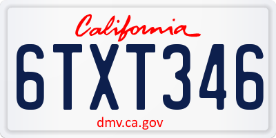 CA license plate 6TXT346