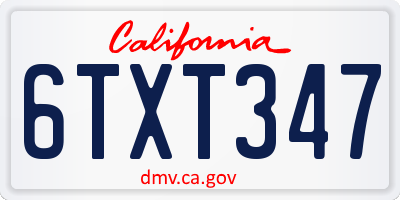 CA license plate 6TXT347
