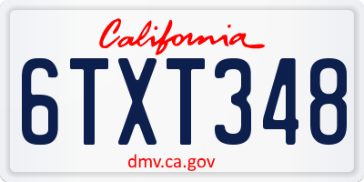 CA license plate 6TXT348