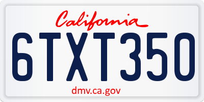 CA license plate 6TXT350