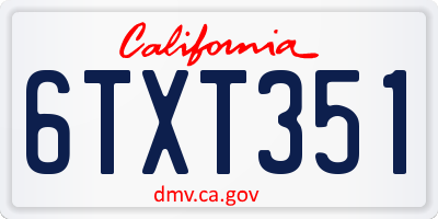 CA license plate 6TXT351