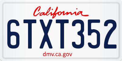 CA license plate 6TXT352