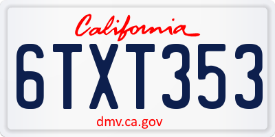 CA license plate 6TXT353