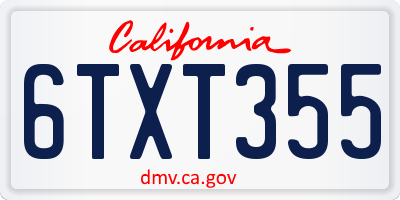 CA license plate 6TXT355
