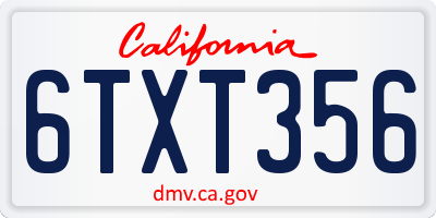 CA license plate 6TXT356