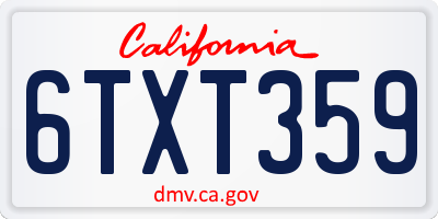 CA license plate 6TXT359