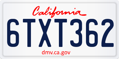 CA license plate 6TXT362