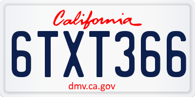 CA license plate 6TXT366