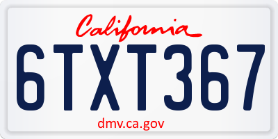 CA license plate 6TXT367