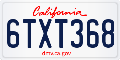 CA license plate 6TXT368