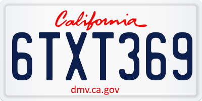 CA license plate 6TXT369