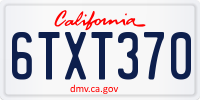 CA license plate 6TXT370