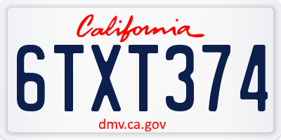 CA license plate 6TXT374
