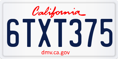 CA license plate 6TXT375