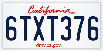 CA license plate 6TXT376