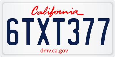 CA license plate 6TXT377