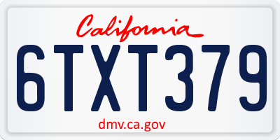 CA license plate 6TXT379