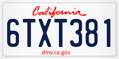 CA license plate 6TXT381