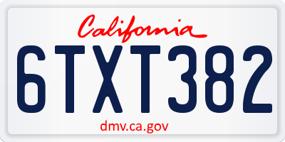 CA license plate 6TXT382