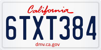 CA license plate 6TXT384