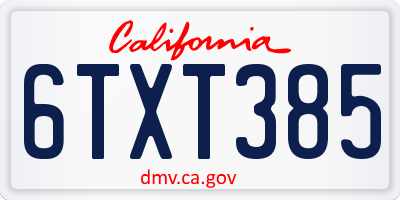 CA license plate 6TXT385