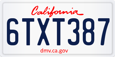 CA license plate 6TXT387
