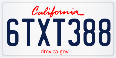 CA license plate 6TXT388