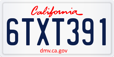 CA license plate 6TXT391
