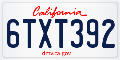 CA license plate 6TXT392