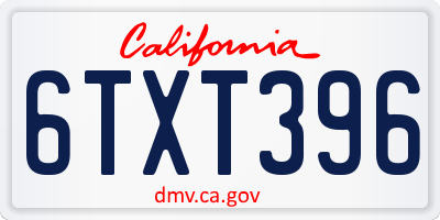 CA license plate 6TXT396